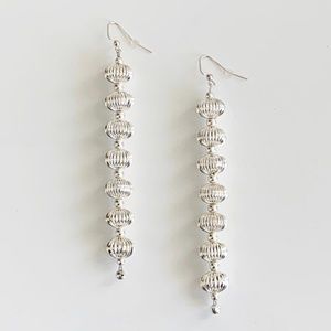 Silver Bulb Shaped Earrings w/ Silver Beads